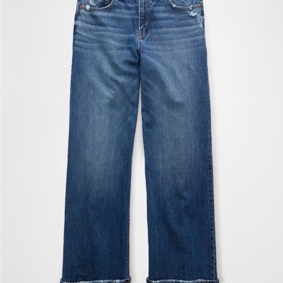 American Eagle Outfitters Denim - American Eagle Outfitters Dark Blue Cuffed Mom Jeans